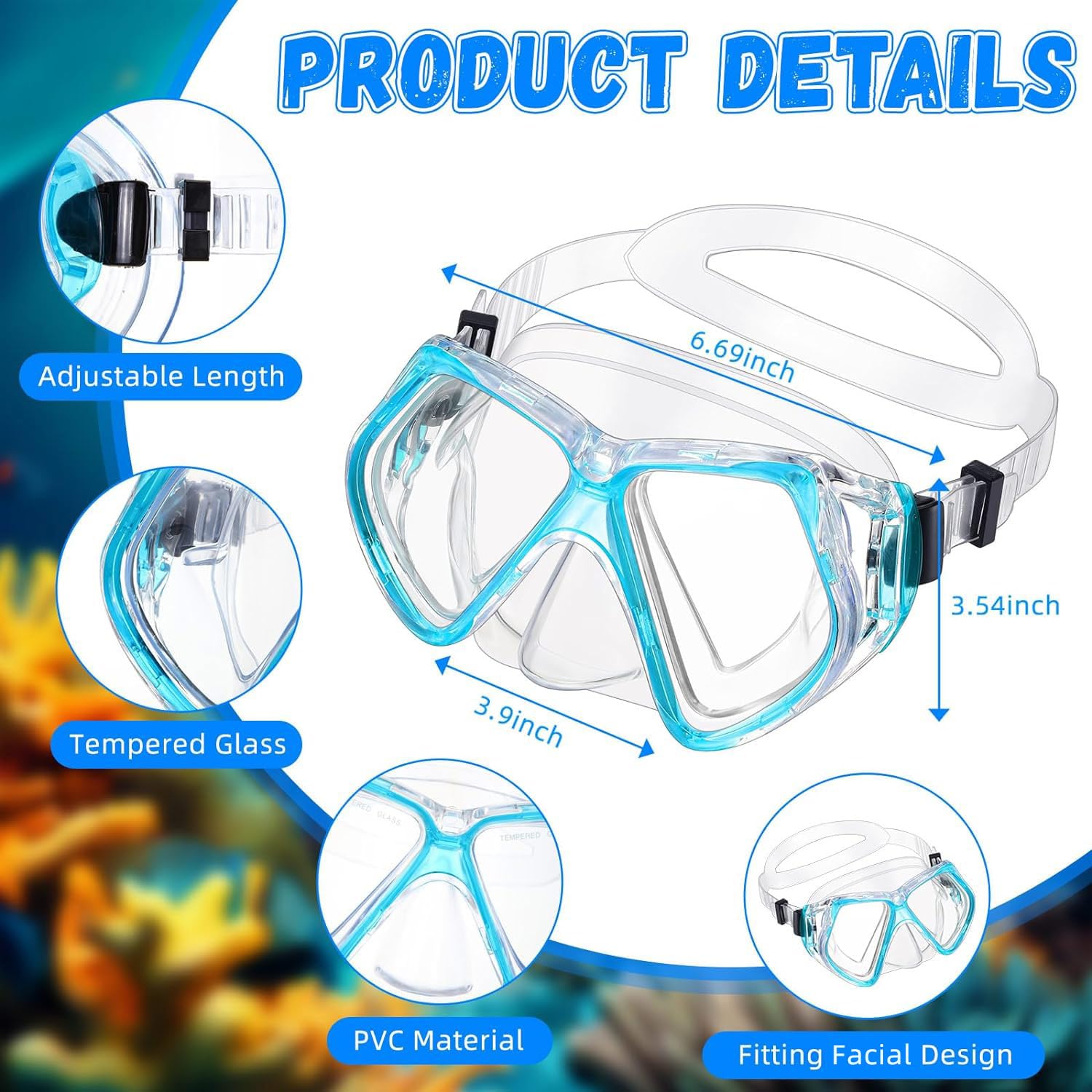 Flutesan 6 gafas de natación con cubierta de nariz para adultos, gafas de piscina, natación, buceo, gafas de natación