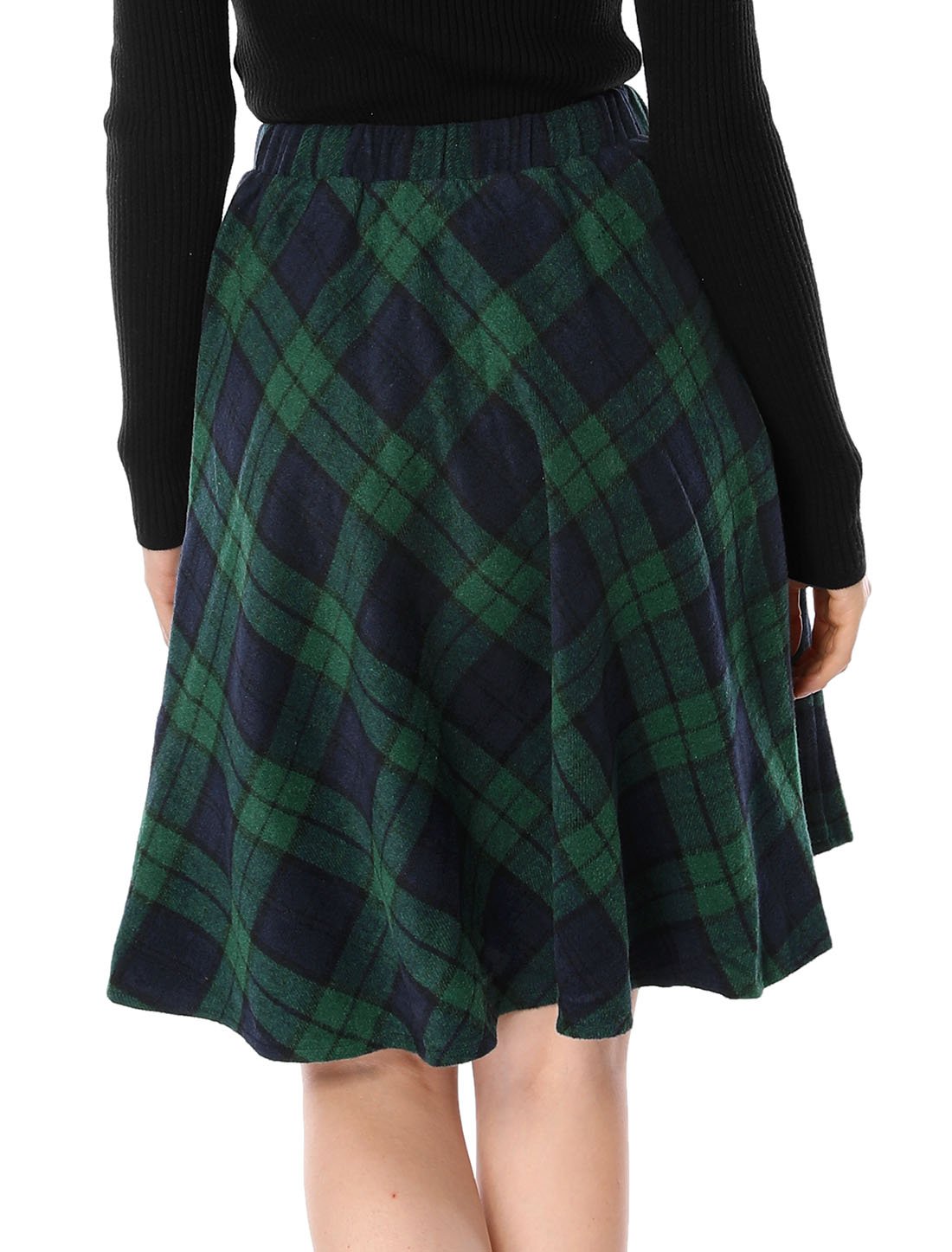 Allegra K Tartan Plaid High Waist Midi Skirt A-Ligne Femme (Lot de 1)