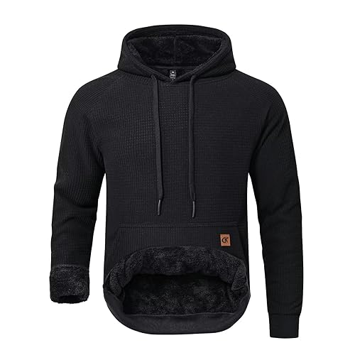 Men's Heavy Pullover Hoodies Sherpa Fleece Lined Thick Winter Warm