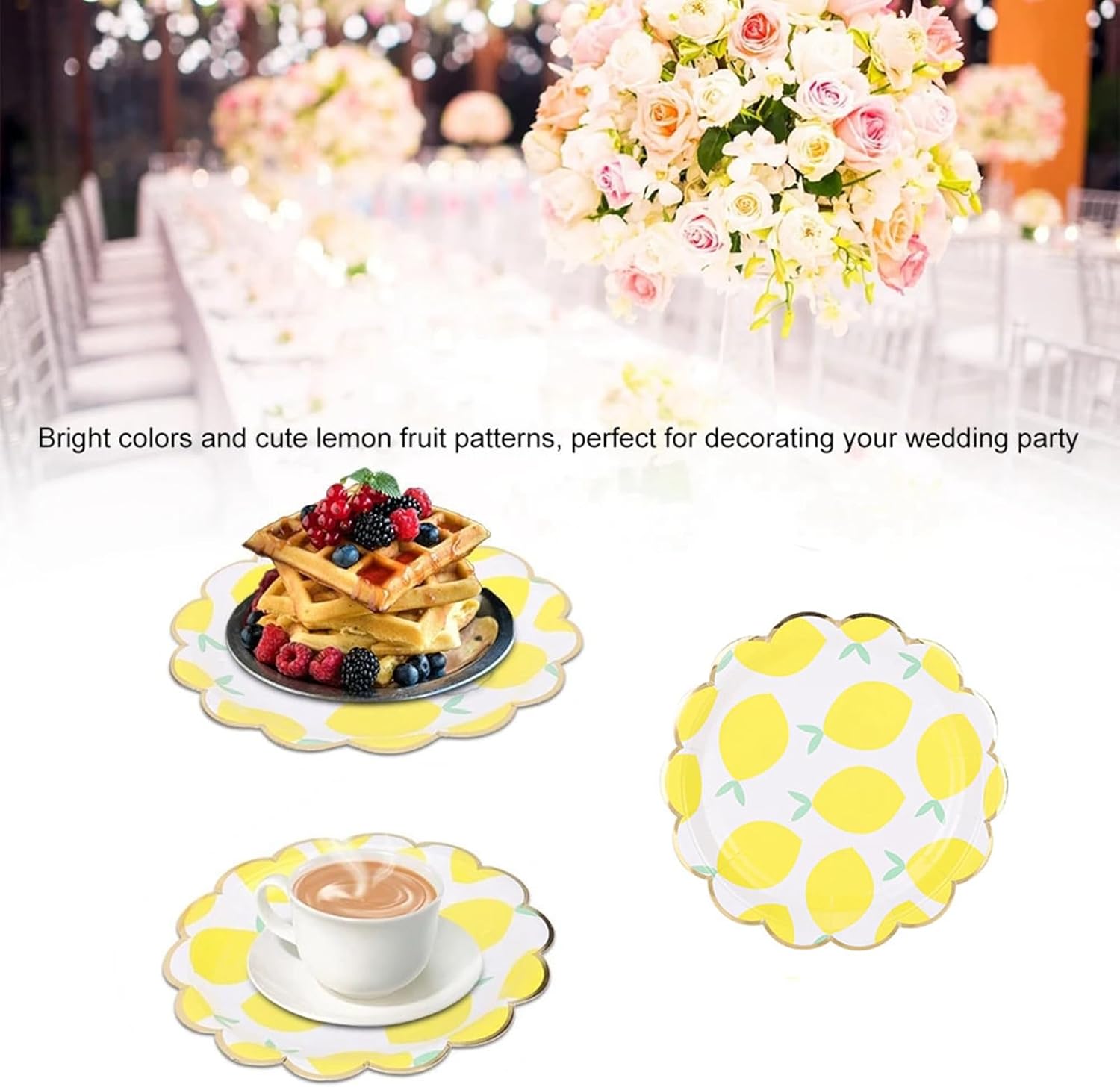 Lemon Birthday Party Supplies Tableware Set,Disposable Dinnerware Decoration Supplies Including Dinner Plates,Napkins and Banner for Fruit Party, Picnic, Wedding Baby Shower - 20 Guests(Lemon) - Image 4