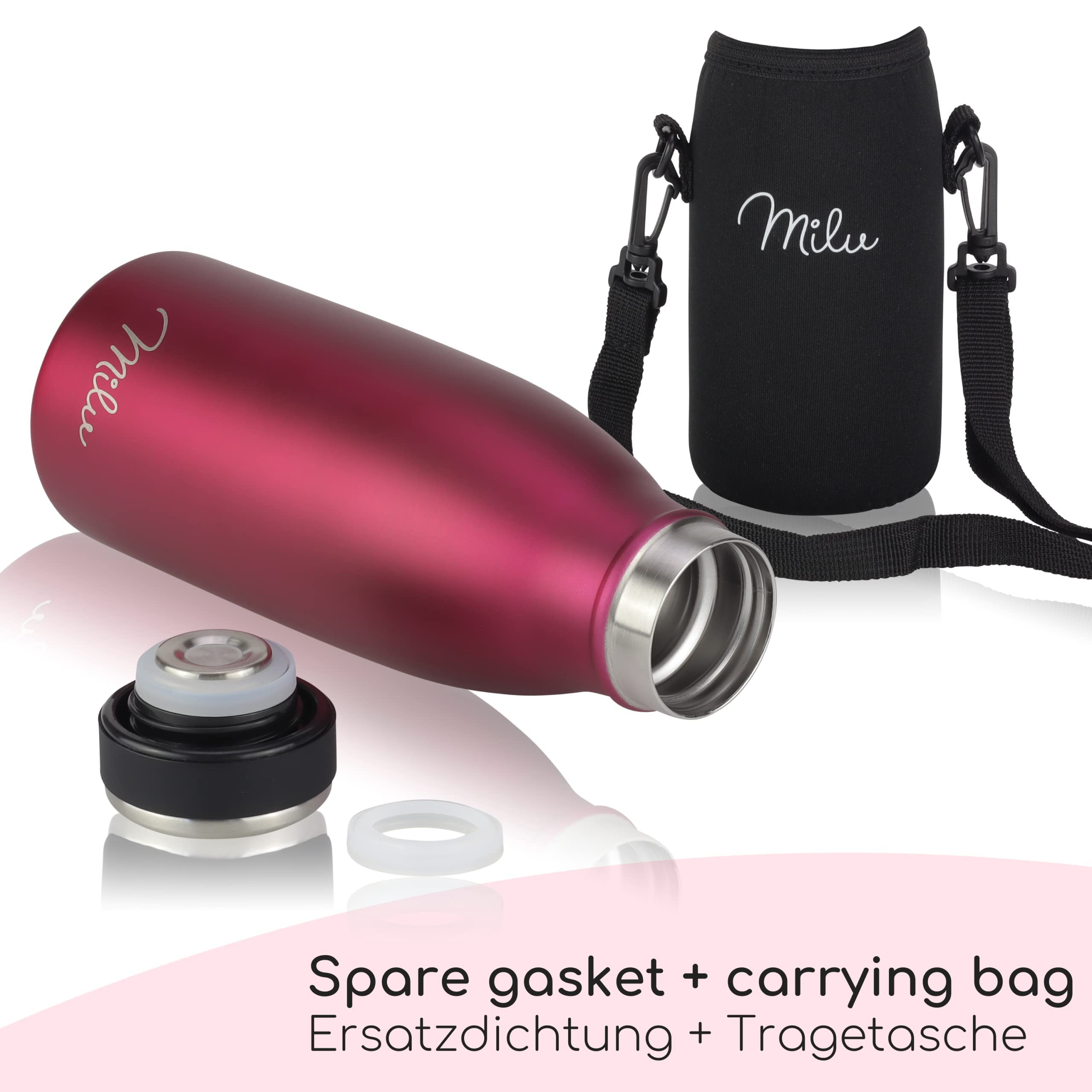 Milu Stainless Steel Drinking Bottle 350 ml, Insulated Thermo Flask for Water, Leak Proof, Insulated and Double Walled - Image 3