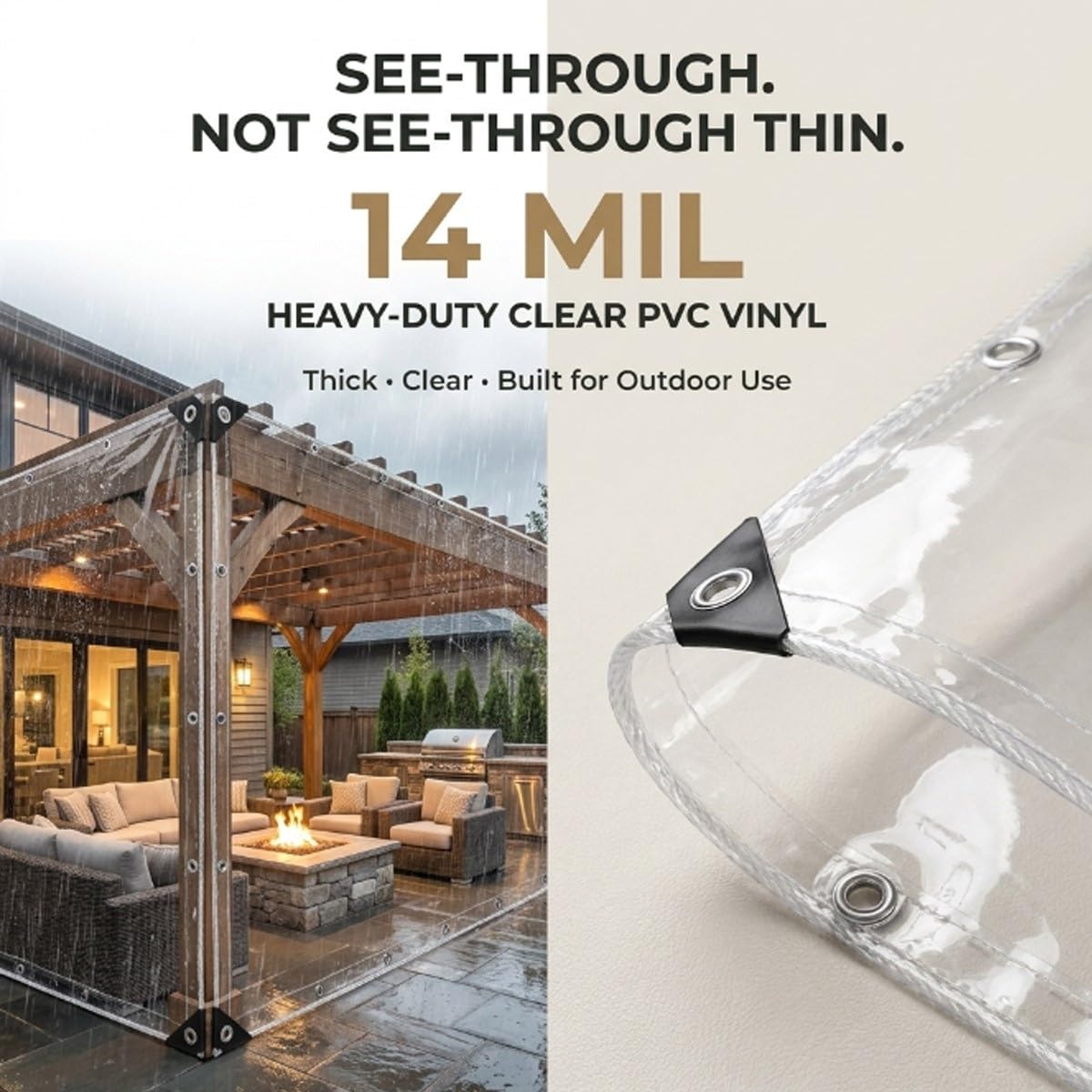 Lona Transparente Impermeable Uso Rudo para Exterior y Pérgola