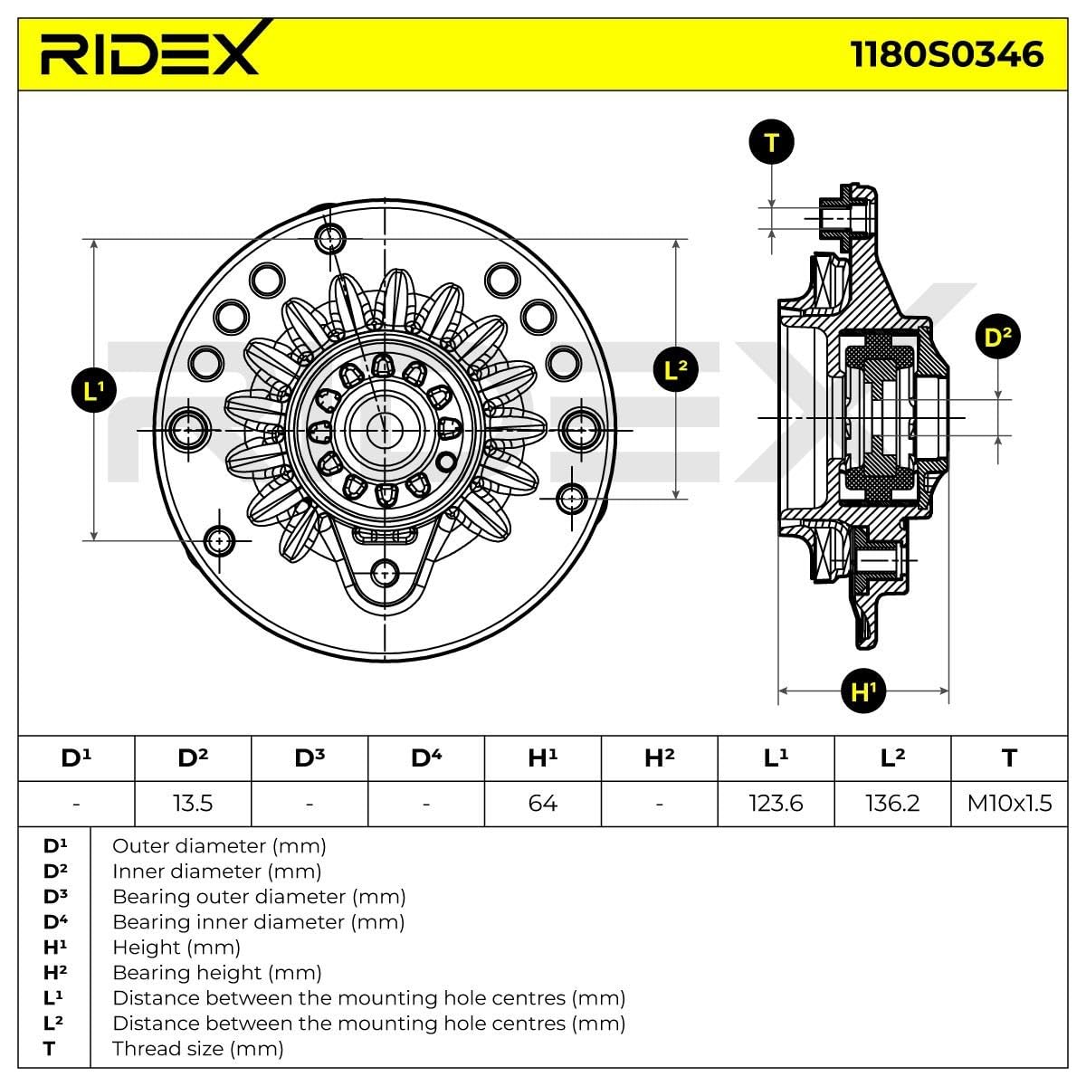 RIDEX 1180S0346 Supporto ammortizzatore Anteriore Sinistra Anteriore Destra con cuscinetto a sfere integrato con supporto/cuscinetto Compatibilità con BMW 1 Hatchback F20