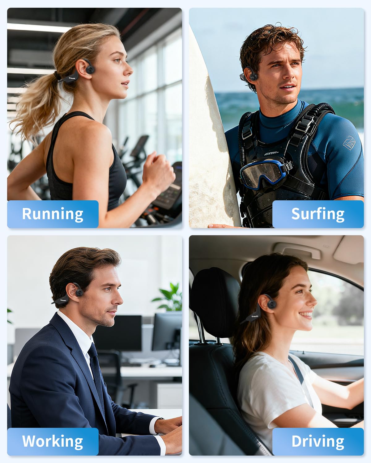 Cuffie da nuoto Bluetooth 5.4 – Cuffie subacquee a conduzione ossea, impermeabili IP68, auricolari aperti con microfono, 32 GB di memoria lettore MP3 per nuoto, corsa
