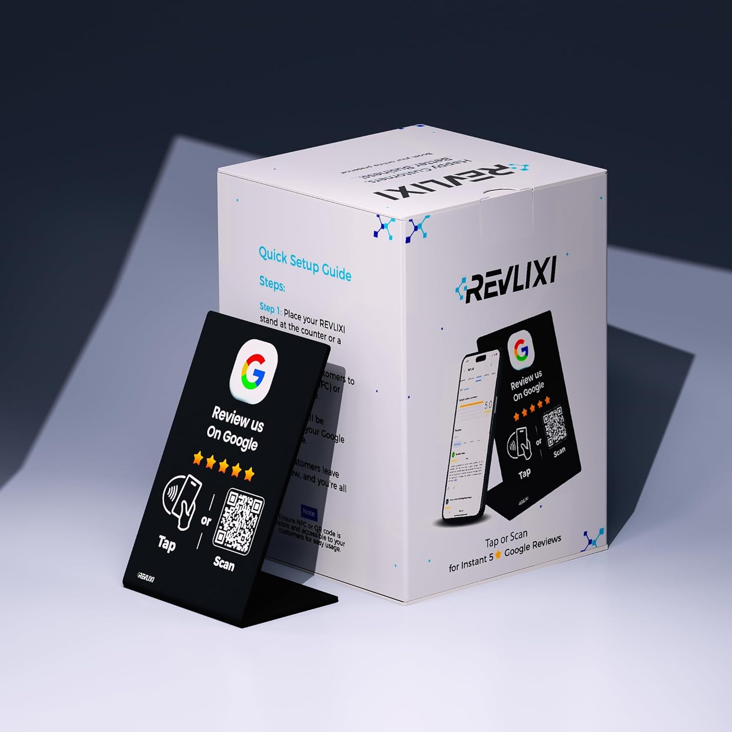 Google Review Stand (2 PCS) -Boost Google Reviews w/Reusable Google Review Tap Card Stand & QR Code Stand- No App No Subscription - Compatible with iPhone & Android - Grow with Google Reviews