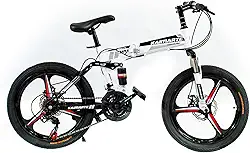 Bicicleta Aro 20 CityFold Bike 21 Vel Marchas Freio a Disco Quadro Aço Carbono Cor Branco Preto - WCT FITNESS