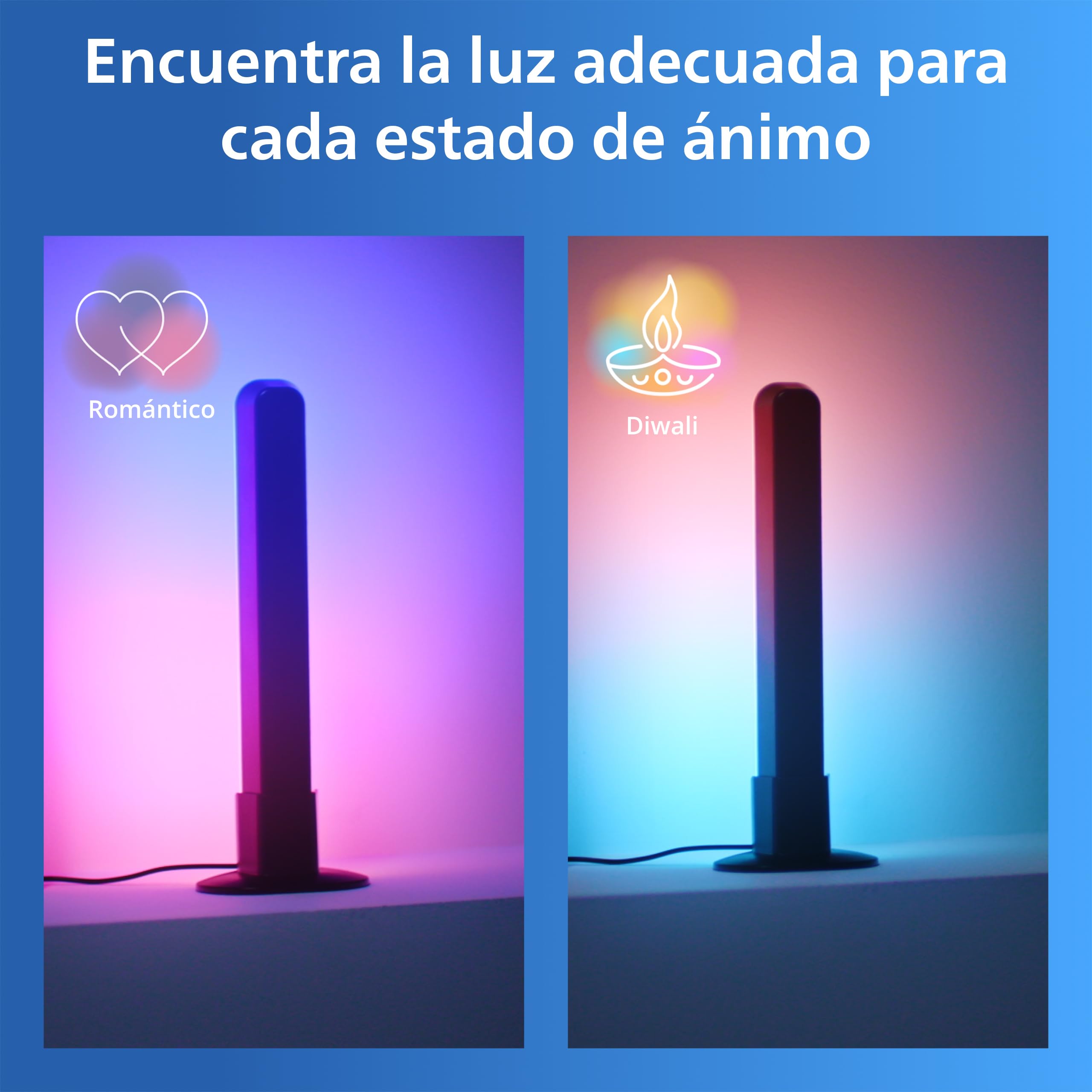 Philips Smart Lighting Barras de Luz Gradient, LED RGBIC, Sincronización TV y Música, Luz Inmersiva, Fácil Instalación, Connected by WiZ, Compatible con Alexa, Google Home, Apple Home