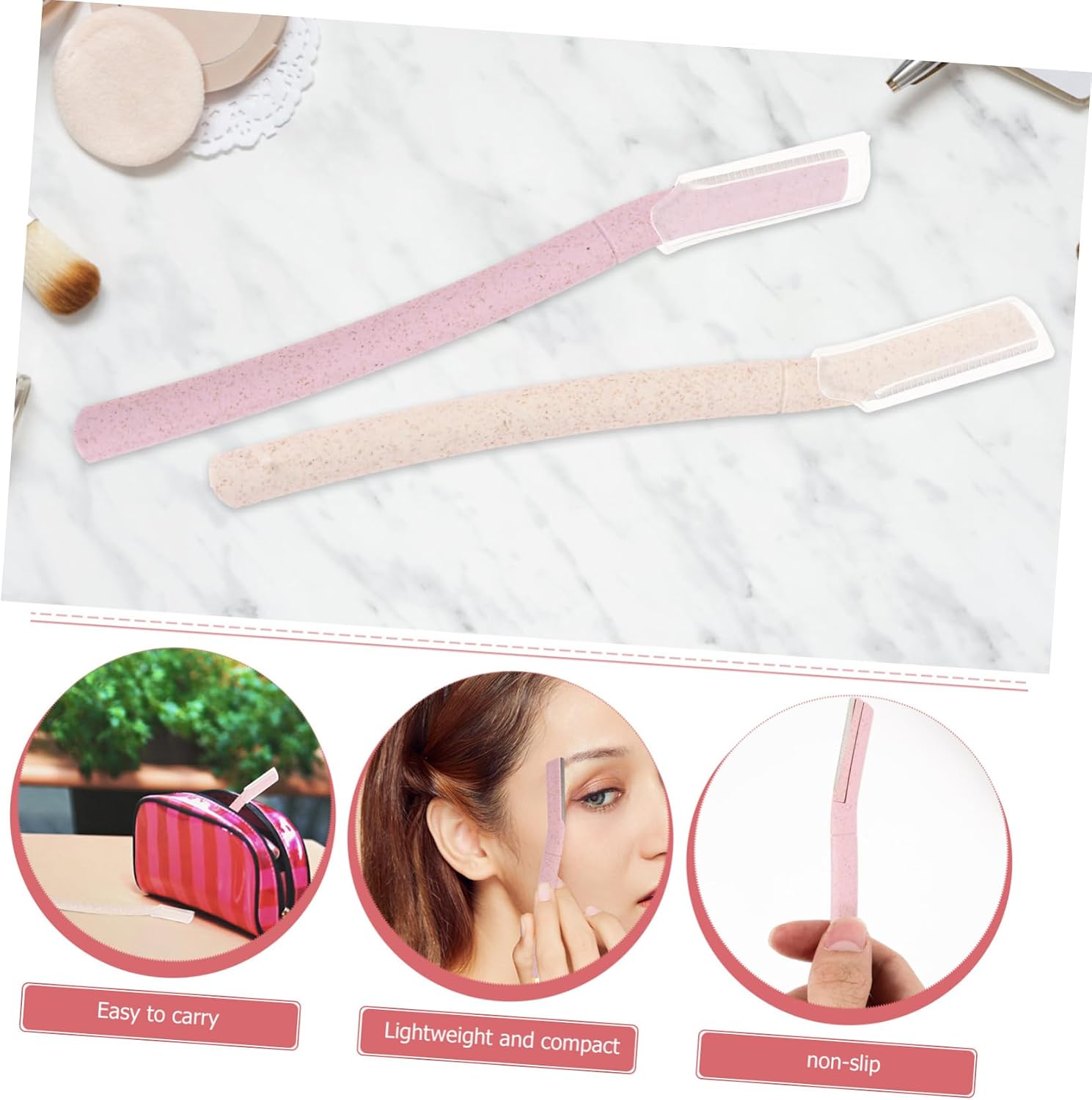 Didiseaon 6pcs Eyebrow Trimmer Blades Portable Grooming Tool for Precise Eyebrow Shaping and Facial Hair Removal Handles