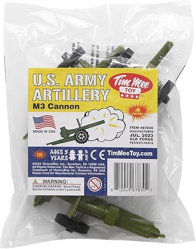Miniatura 4 de TimMee M3 Artillery - OD Green 4pc Plastic Army Men Cannon Playset - Hecho en Estados Unidos