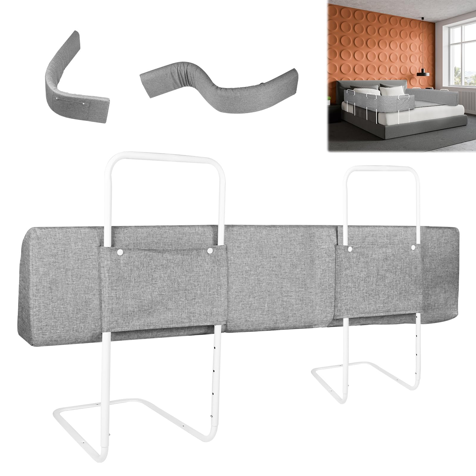 ACXIN Griglia di protezione per letto per bambini, deformabile, per letto e culla (100 cm, colore grigio lino)