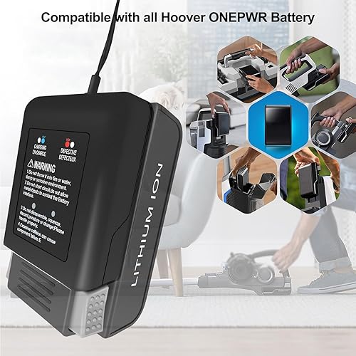 Miniatura 2 de Remate Cargador de repuesto para todas las baterías Hoover ONEPWR de iones de litio con luces indicadoras LED intermitentes, adecuado para batería