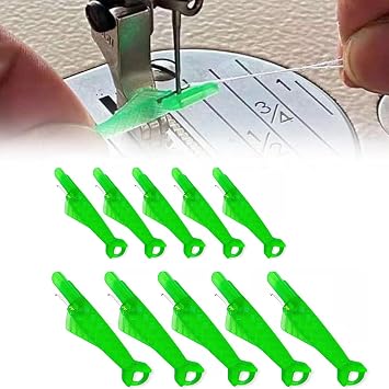 Fish Mouth Sewing Machine Needle Threader -10/20PCS Dual Size Automatic Threading Tool with Ergonomic Fish Shape Design, Compact Portable Hand Sewing Accessories for Home & Travel Green5*M+5*L
