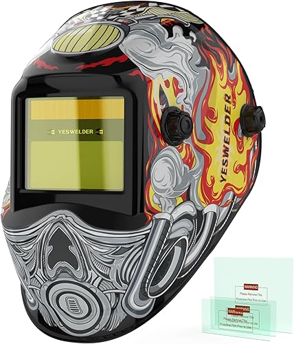 Vista 46 de YESWELDER - Careta de soldar con oscurecimiento automático, bloqueo luz azul, color real 1/1/1/1, alimentación solar y 2 sensores de arco, sombra
