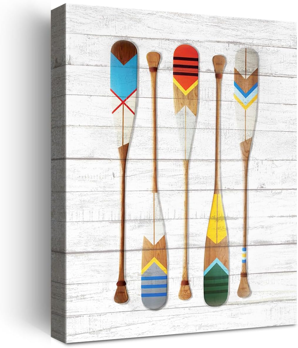 Lake House Wall Art,Ship Oar Art Canvas Poster Print for