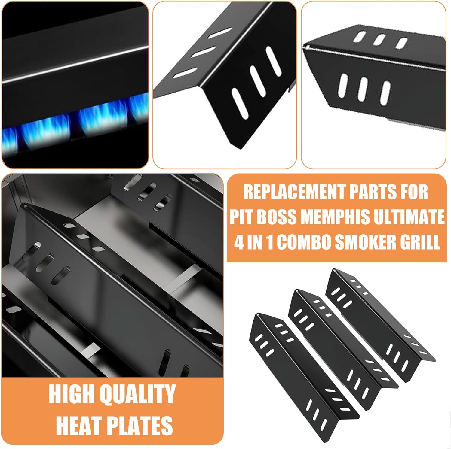 17.7" Grill Burners Tube Replacement for Pit Boss Memphis Ultimate 4 In 1 Combo Smoker Grill, Stainless Gas Grill Burner Tube Kit-3 Pcs