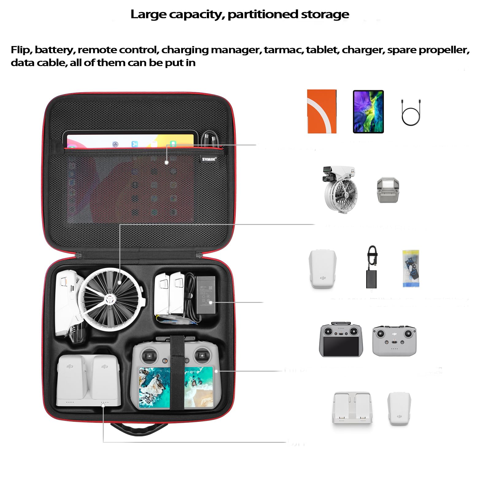 Futerał do DJI FLIP, przenośna torba do przechowywania, wodoodporna nylonowa powłoka ochronna etui podróżne pojedyncza torba na ramię, dron z RC 2/RC-N3 i akumulatorami akcesoria ochronne, Czarny,
