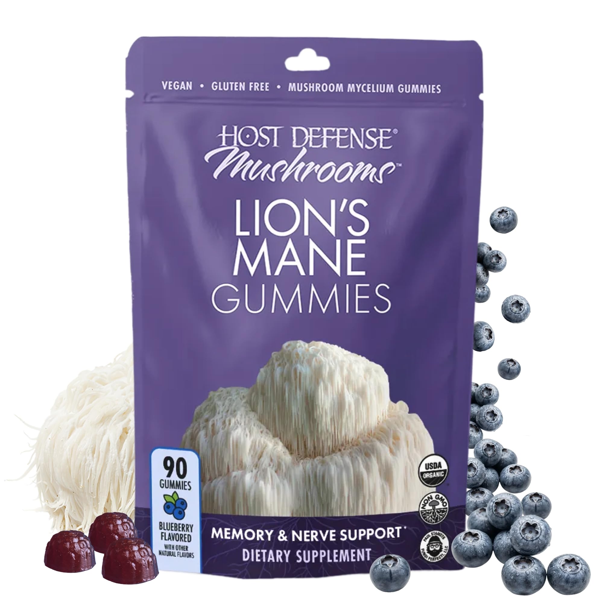 Host Defense Lion's Mane Gummies, Nervous System Support, 90 Gummies