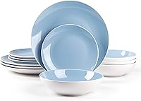 Vista 11 de juego de vajilla de gres en forma de cupé de 18 piezas, exterior blanco + interior taupe