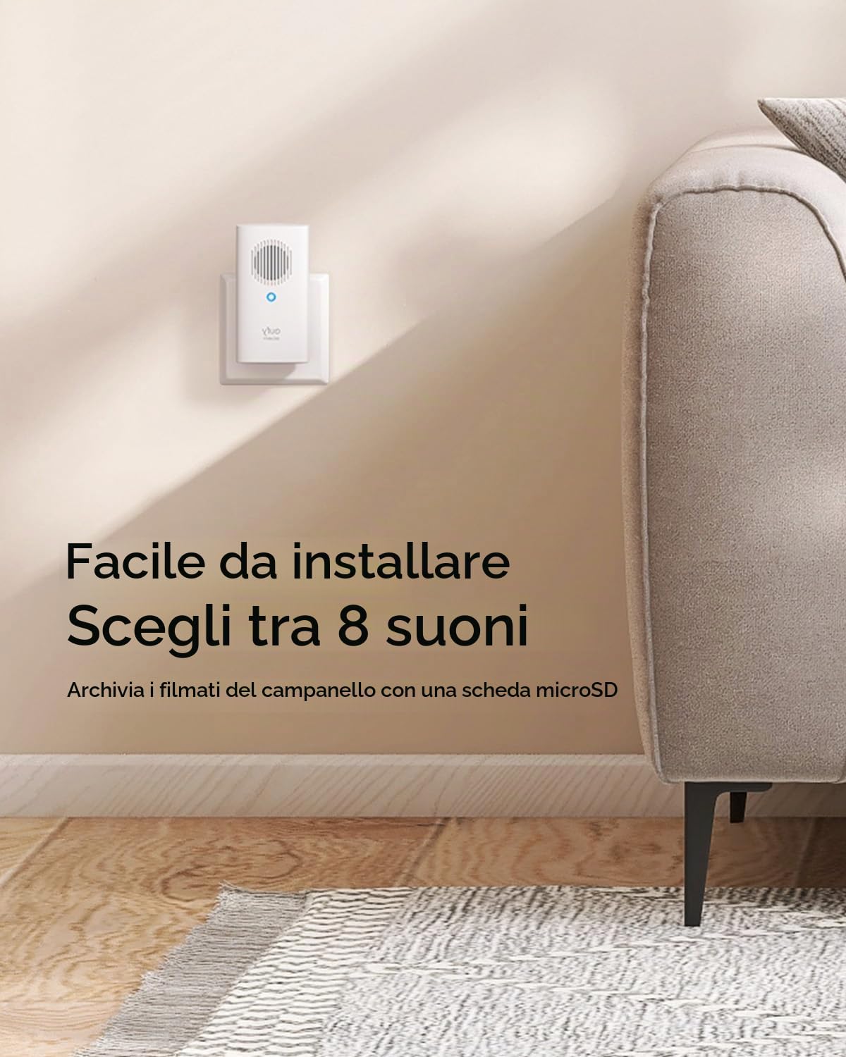 eufy Security Campanello aggiuntivo per videocitofono, campanello per interni, richiede campanello video eufy Security E340/C30/C31, anello senza ritardo, volume regolabile, 8 suonerie divertenti