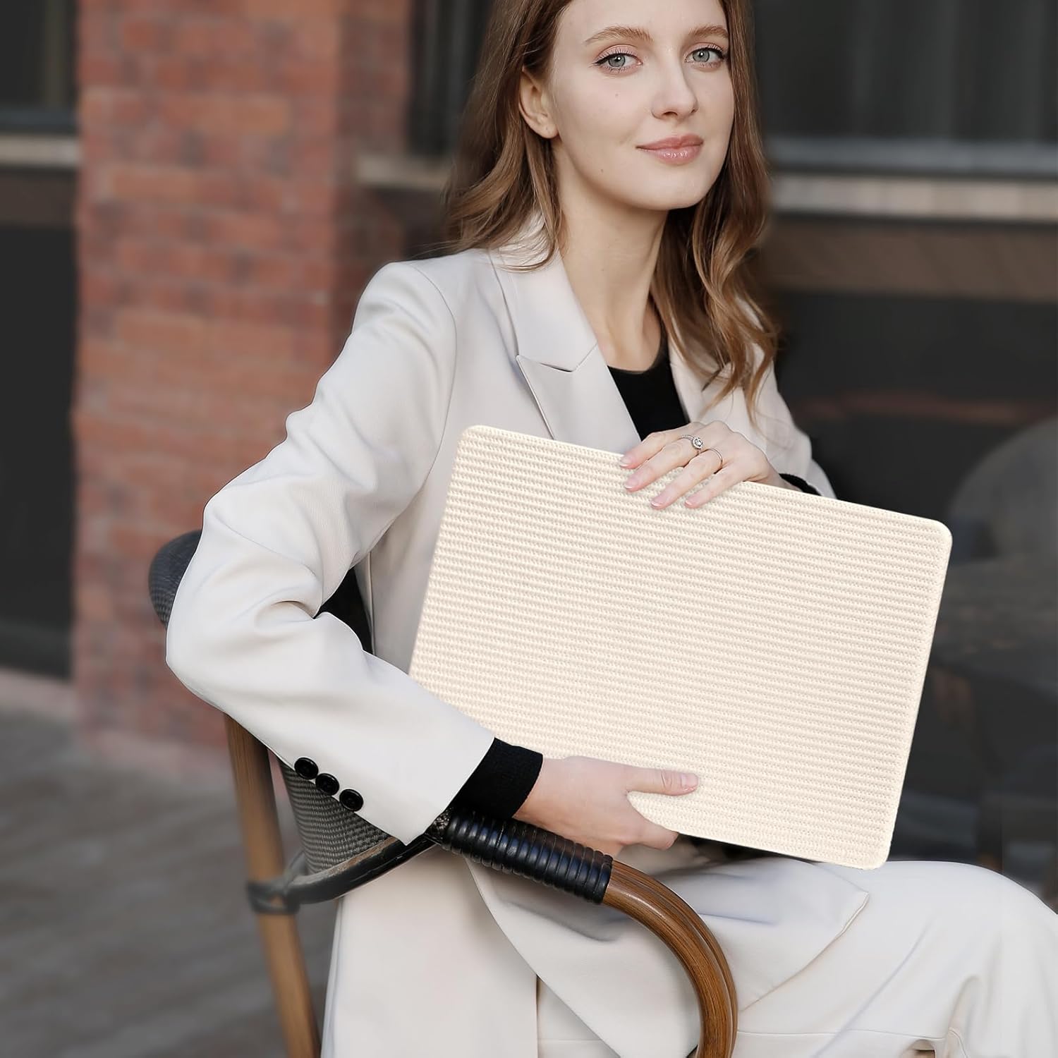 MOSISO Compatible with MacBook Air 13 inch Case 2026 2025 2024 2023 2022 M4 A3240 M3 A3113 M2 A2681, Fence Texture PU Leather Coated Plastic Hard Shell Case&Keyboard&Screen Flim, Beige - Image 6