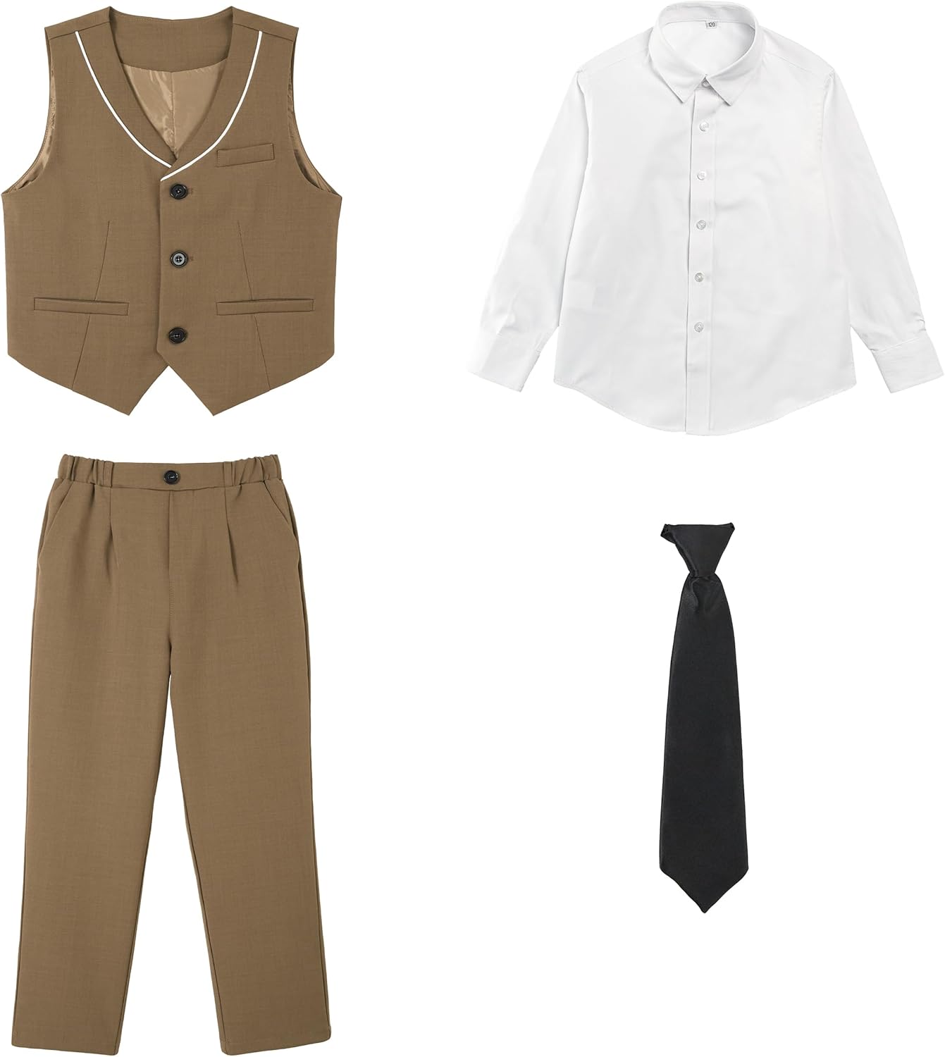 LOLANTA 4Pcs Boys Formal Suit, Kids Tuxedo Vest for Wedding Birthday Party Dress Suits with Shirt and Tie for 3-13 Years - Image 6