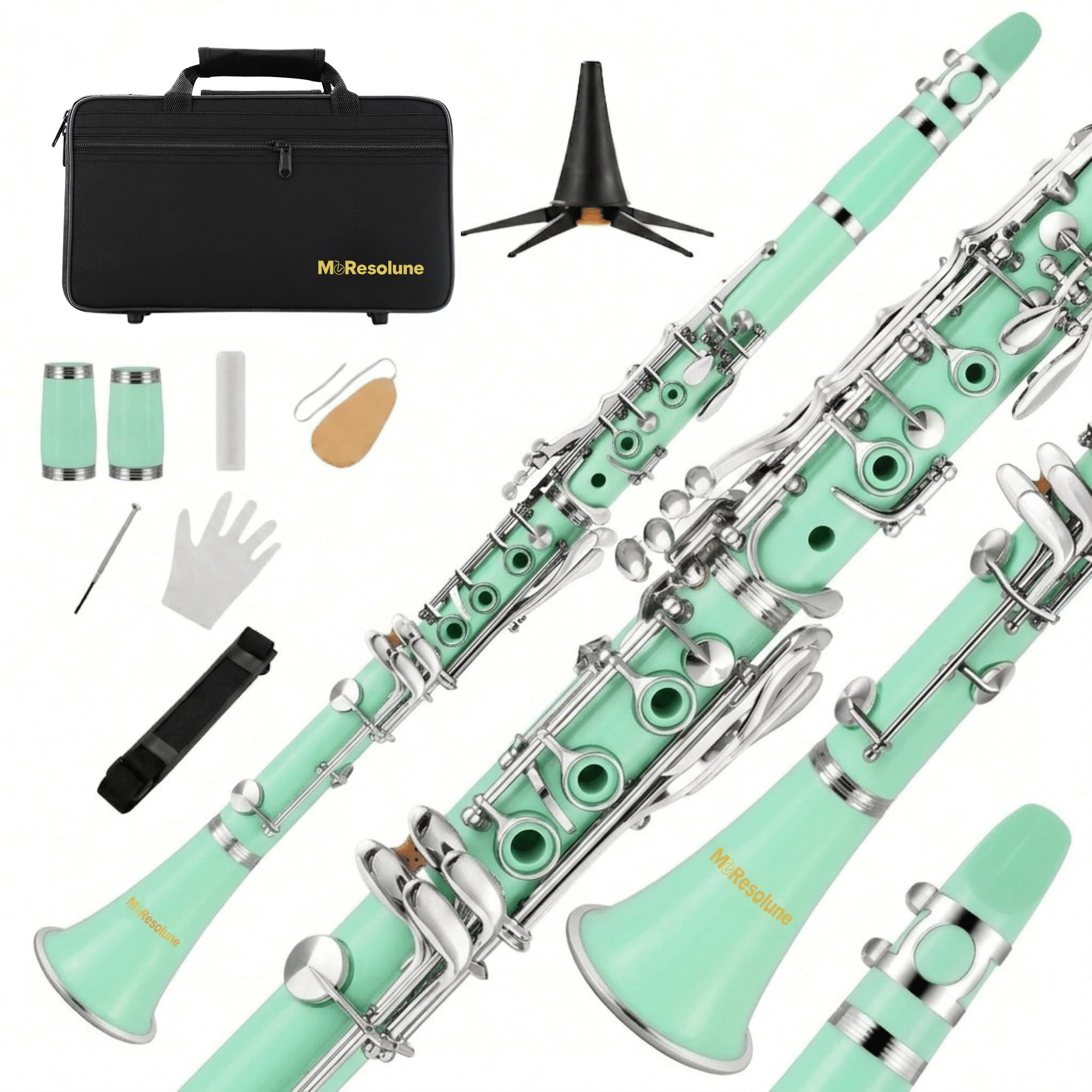 MoResolune Bb Clarinet, Green B Flat Clarinet for Student Beginner | ABS Body with Case a…