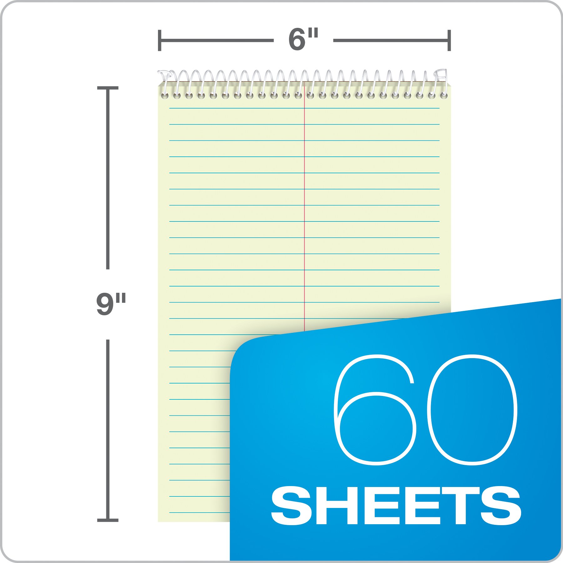 tops Spiral Steno Books, 15,2 x 22,9 cm, Gregg Rule 60 Sheets (Pack of 12) Green