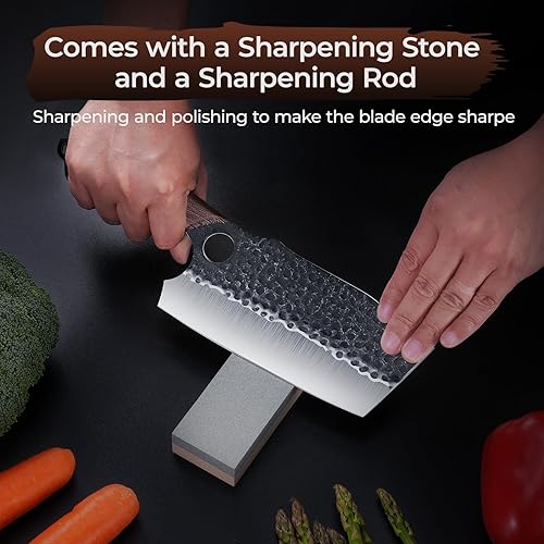 Miniatura 8 de Juego de 17 cuchillos de carnicero para carnicero, juego de cuchillos de cocina forjados a mano, juego de cuchillos de chef de acero de alto carbono