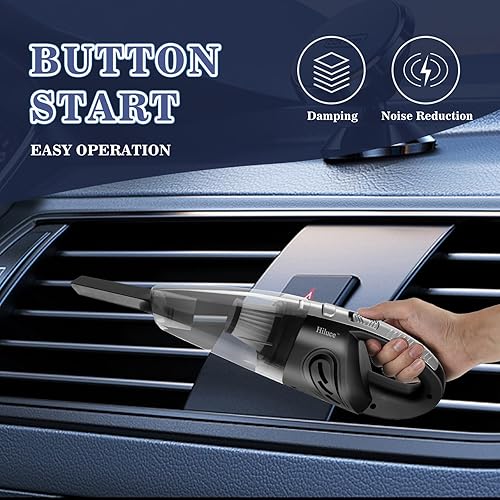 Miniatura 7 de Hiluce Potente y portátil aspiradora inalámbrica para húmedo y seco, recargable por USB con succión de 9000 pa, kit de accesorios de automóvil para