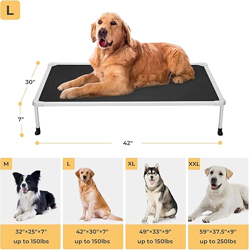 Miniatura 2 de Veehoo - Cama elevada tipo catre para perros grandes, refrescante, a prueba de mordiscos, lavable y con patas antideslizantes, para interiores y