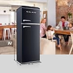 Galanz GLR12TBKEFR Réfrigérateur, Frigidaire double porte, Commande électrique réglable avec compartiment congélateur de montage supérieur, Noir rétro, 12.0 Cu Ft
