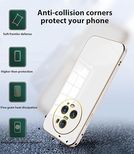 Miniatura 5 de Compatible con Honor Magic 5 Pro Funda de silicona rosa, chapado Honor Magic 5 Pro, funda delgada y suave a prueba de golpes (blanco)