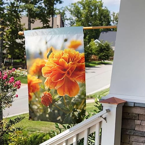 Miniatura 8 de Banderas de jardín para exteriores, flores de caléndula, flores de otoño, bandera de jardín de 12 x 18 pulgadas, bandera de bienvenida de temporada