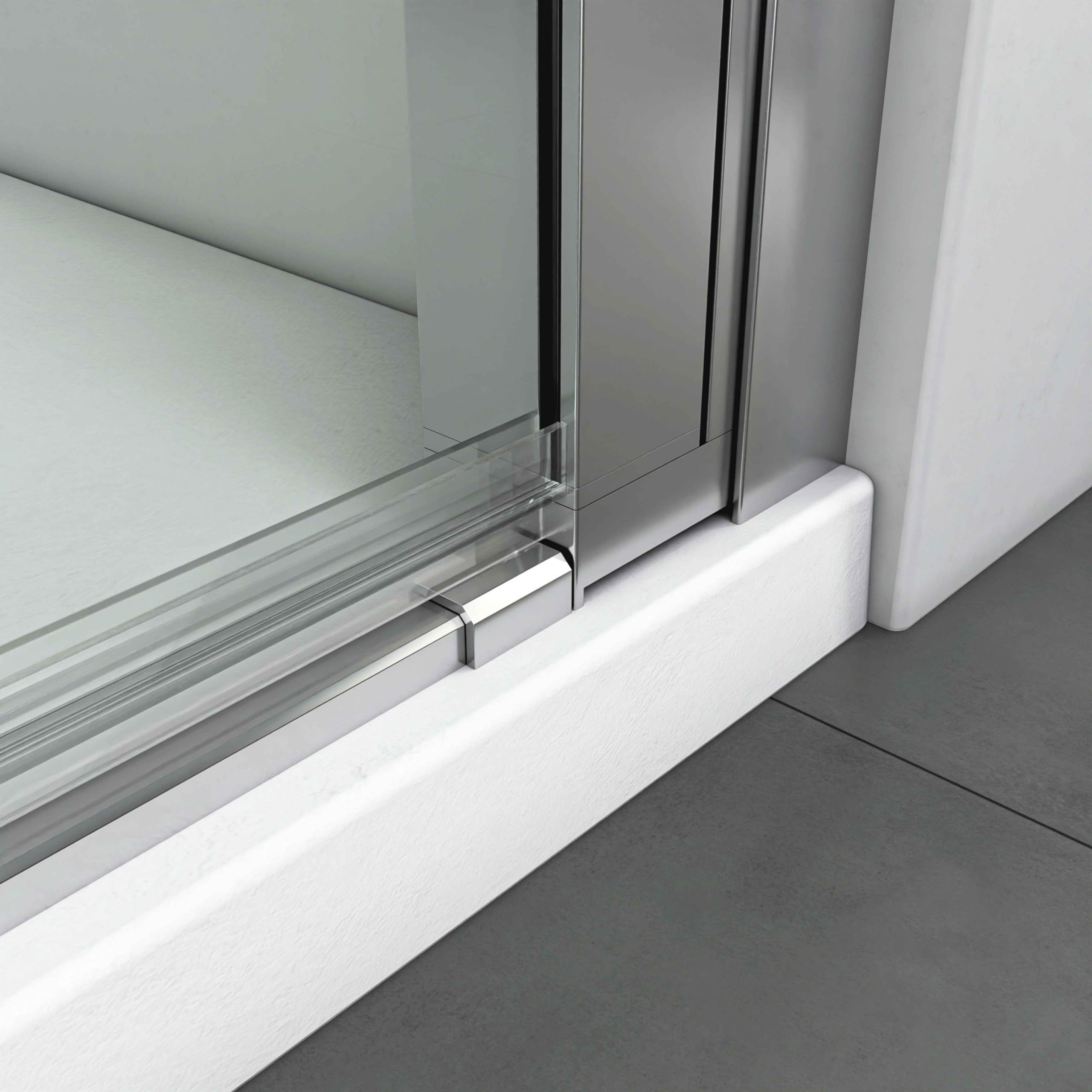 BELLOBATH - Mampara de Ducha Puerta Abatible Reversible - Vidrio Transparente 6 mm Antical - Sin Perfilería Inferior - Plata Brillo - Ancho adaptable 66-69 cm