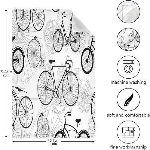 Miniatura 3 de Kigai Paquete de 4 toallas de cocina con estampado de bicicleta, suaves, altamente absorbentes, reutilizables, juego de toallas de cocina de 28 x 18