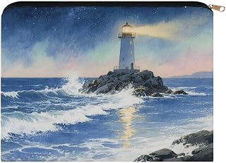 Seaside Lighthouse Makeup Bag Travel Cosmetic Bag | Toiletry Bag for Women, Portable Makeup Pouch Zipper Pouch for Toiletries Brushes Travel Gym Daily Use Travel Essentials