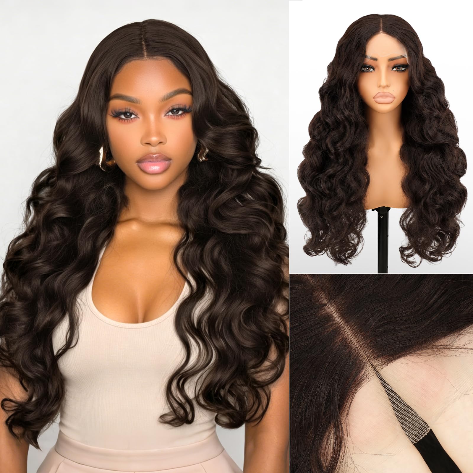 Sofeiyan 13x4 Transparent Lace Front Perücken,66 cm Klebefreie Perücke