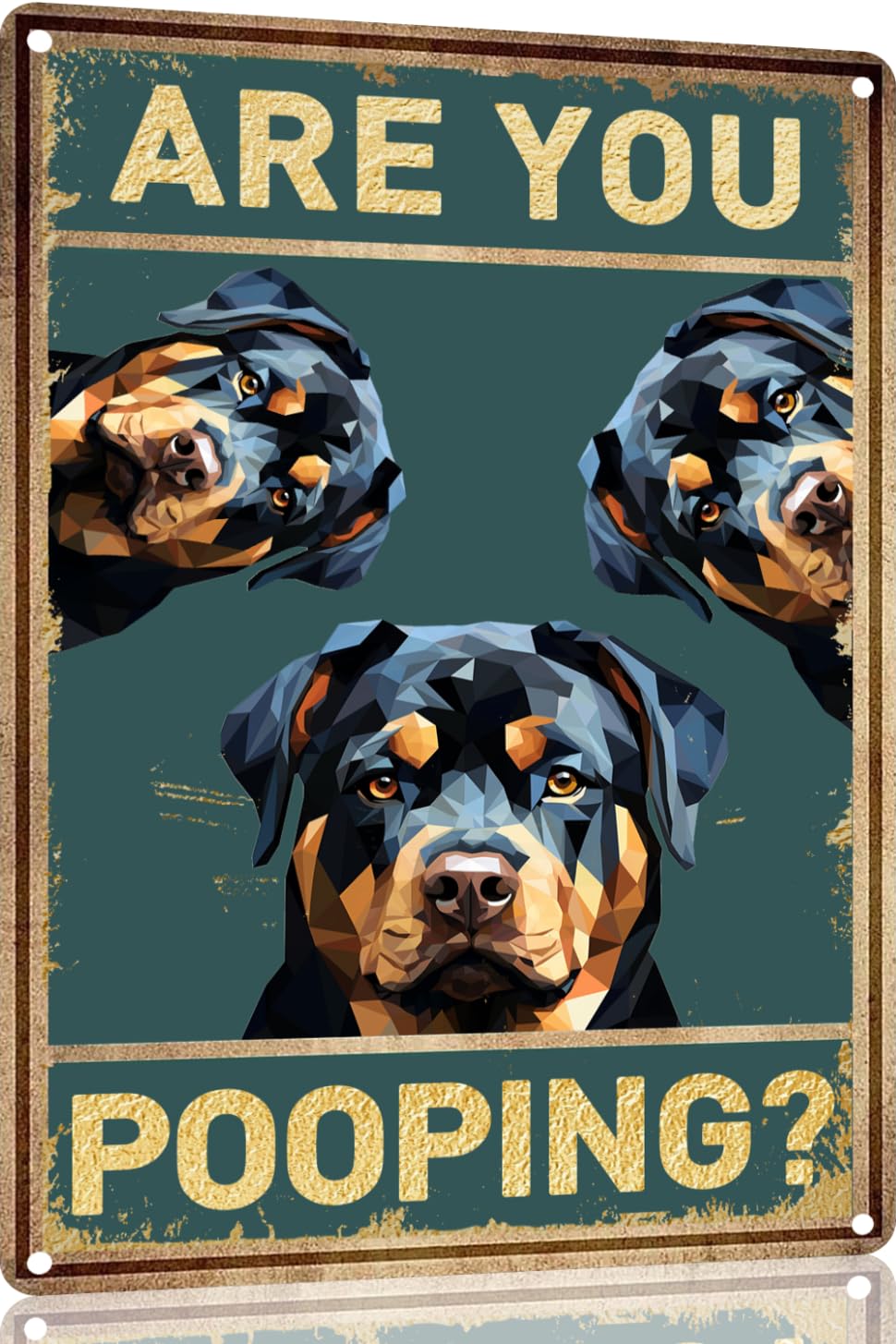 Rottweiler Dog Vintage Metal Aluminum Sign Are You Pooping Sign Bathroom Funny Art Poster Decoration Toilet Cave Bar Home Bathroom Wall Decoration Sign 8x12 Inch