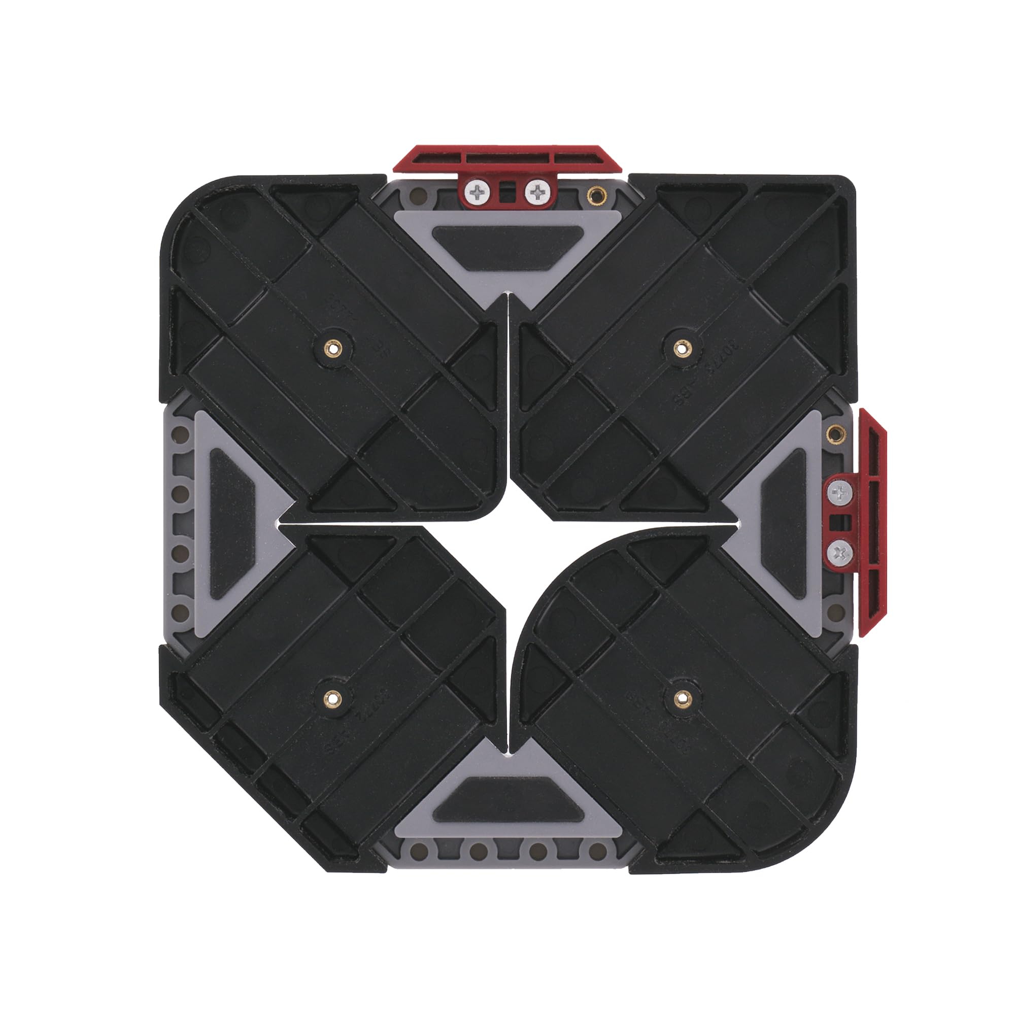 Milescraft 1232 Corner Cut - Plantilla de enrutador de esquina para carpintería y radio de esquina - Uso con enrutador de mano o mesa de enrutador - 8 perfiles con almacenamiento integrado. Broca de