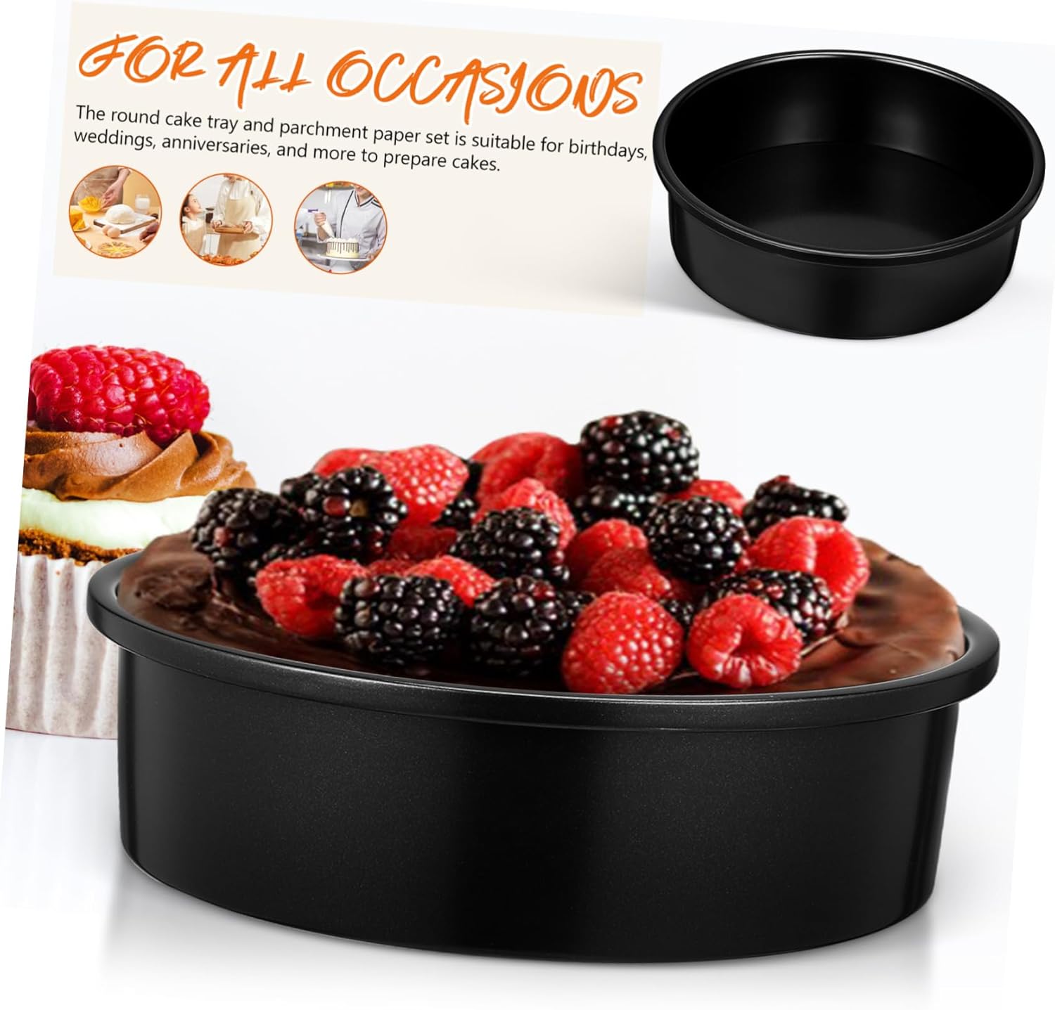 Versatile Baking Supplies 3 Piece Cake Pan Set Parchment Paper for Cakes Pastries Desserts