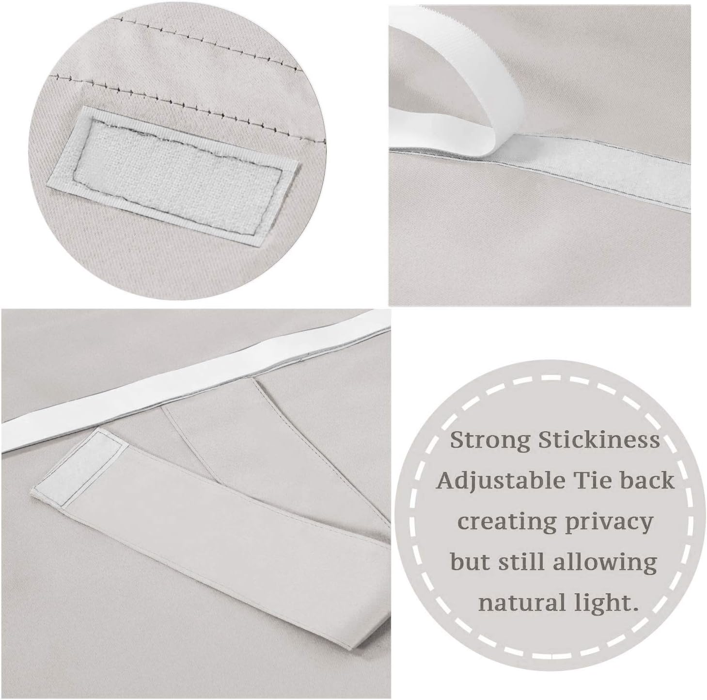 Flamingo P Blackout Front Door Blinds, Thermal Insulated Noise Reducing Privacy Panels, Set of 2, Each 26" x 68", Stone