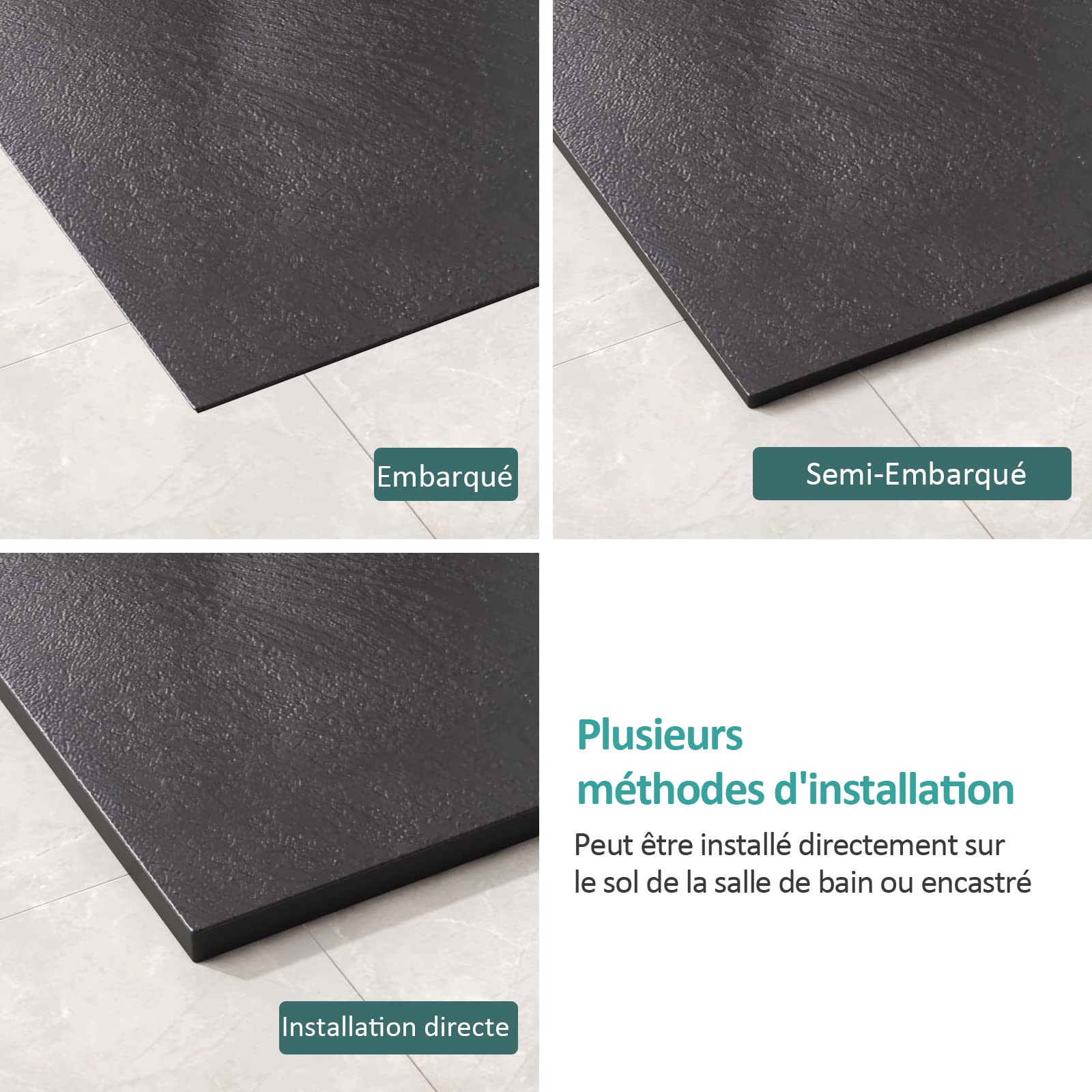 EMKE Receveur de douche, 90 x 90 cm,Noir | plat antidérapant SMC receveur de douche coupé sur mesure