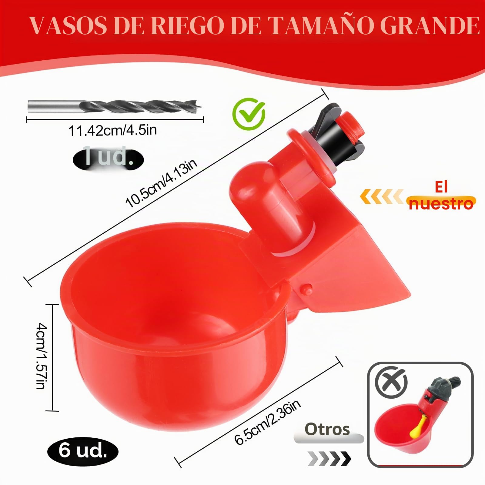 Bebedero Gallinas Automático Bebedero Plástico para Pollo Comedero automático de Pollo Agua para Pollos Automática Kit con Broca para Patos Gansos