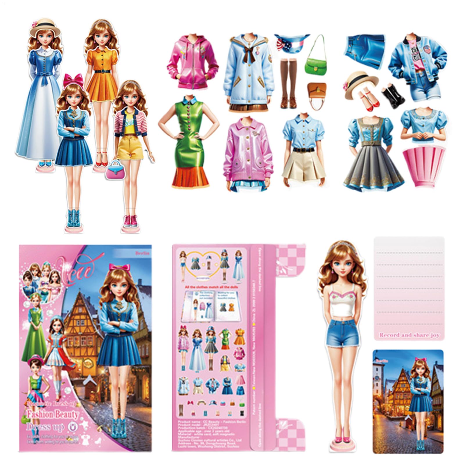 Genérico Libro De Pegatinas Magnéticas Para Vestir - Juego Educativo De Moda Y Belleza Para | S Magnético Para Vestir Con Más De 20 Decoraciones | Libro De Actividades Silenciosas Para Viajes, Regalo
