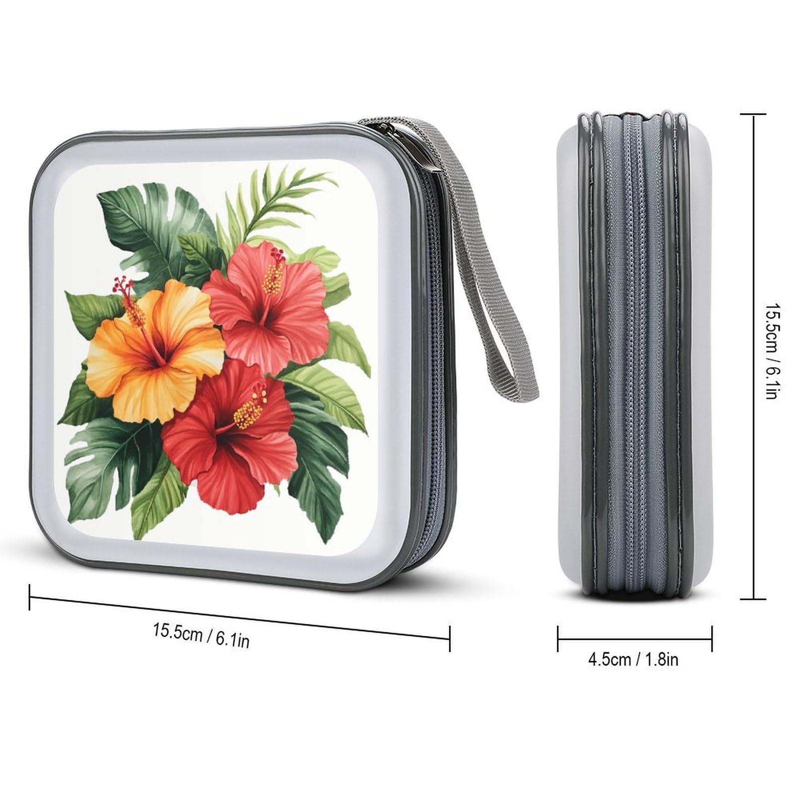 DuduYH Bright Hibiscus Flowers CD Case DVD Storage Case Portable