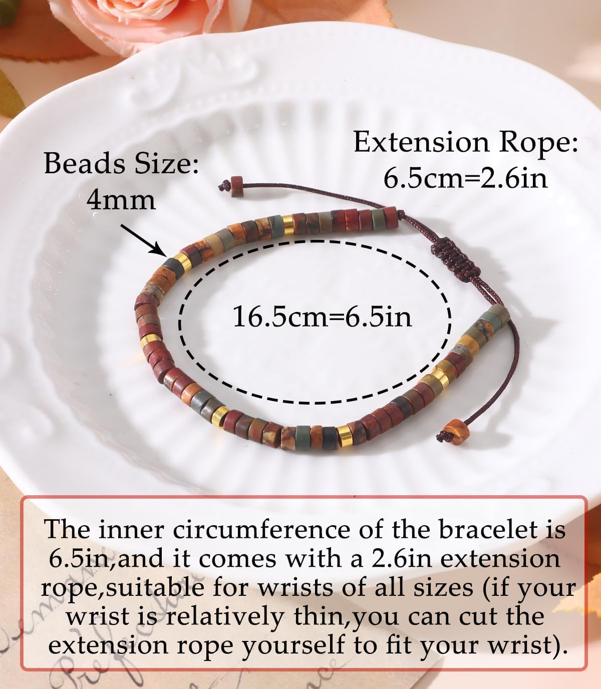 CASDAN Natural Crystal Beaded Bracelet for Women Natural Stone Adjustable Braided Rope Bracelets Spiritual Bracelet Inspirational Gifts - Image 3