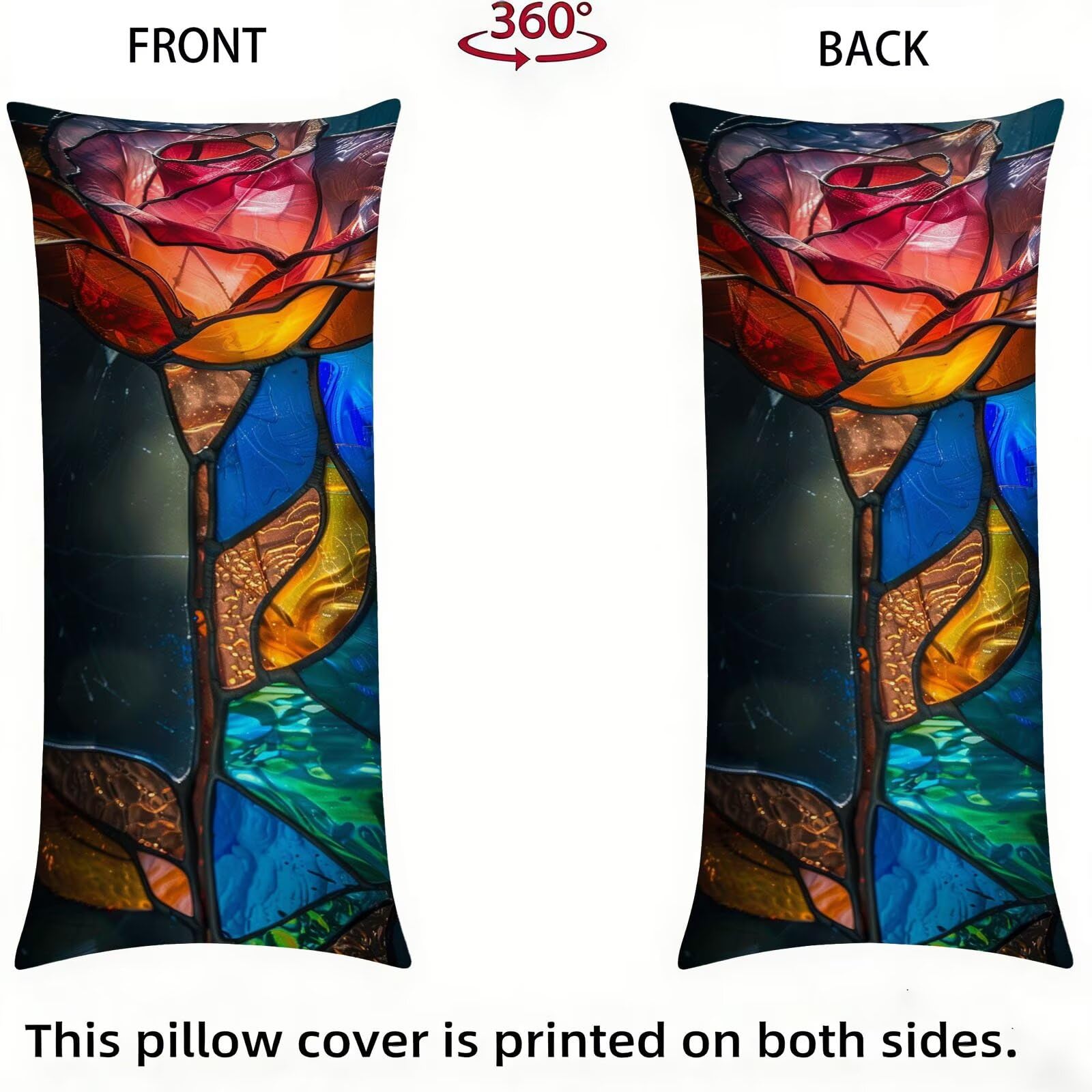 Funda de Almohada 60 x 180 cm Rosa Protector Almohada 180 cm con Cremallera Invisible, Lino Durable y Transpirable Pillow Case Largas Flor Impresión a Doble Cara para Cama, Sofá y Dormitorio dg-463
