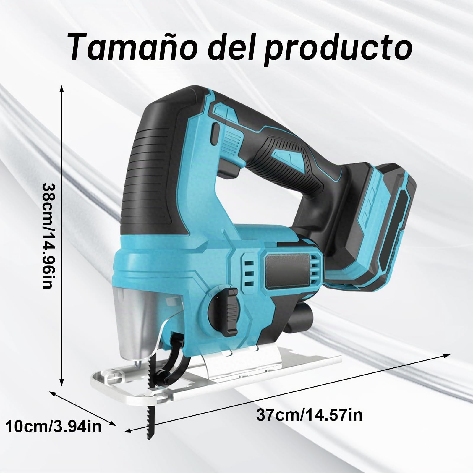 Sierra de calar inalámbrica, sierra de calar eléctrica con 2 baterías de 2,0 Ah, carrera de 24 mm, cortes a inglete ±45° y LED, sierra de calar eléctrica para madera, metal, plástico, compatible con b