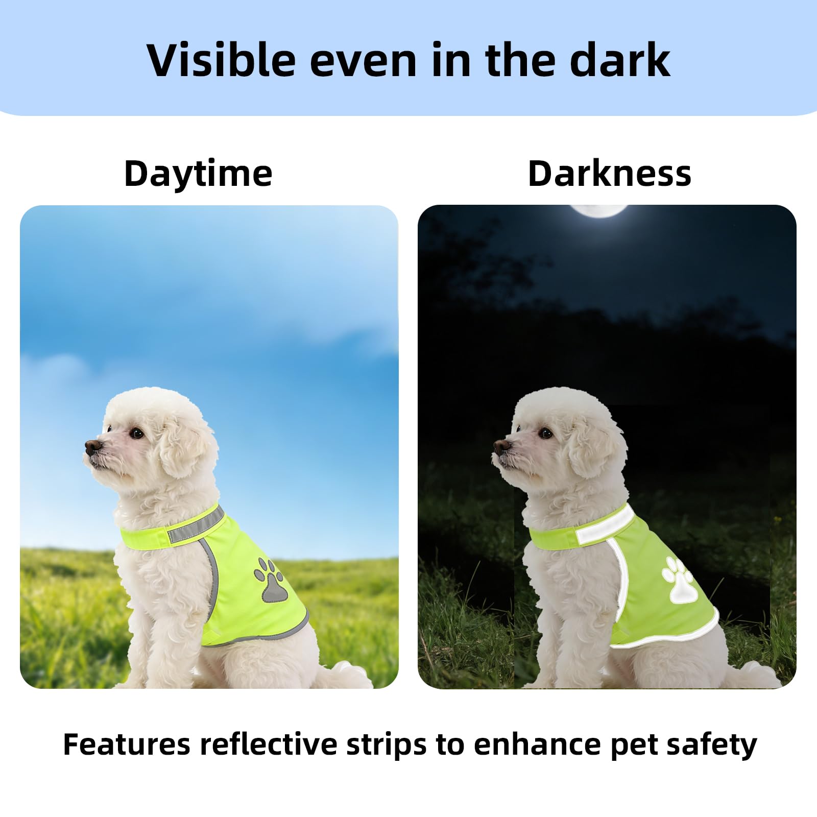 2 Pièces Gilet de Sécurité Réfléchissant pour Chien, Gilet Jaune Ajustable Chien, Haute Visibilité Veste Réfléchissant Vest de Sécurité Veste d'animal de Compagnie pour Jour et de Nuit (S)