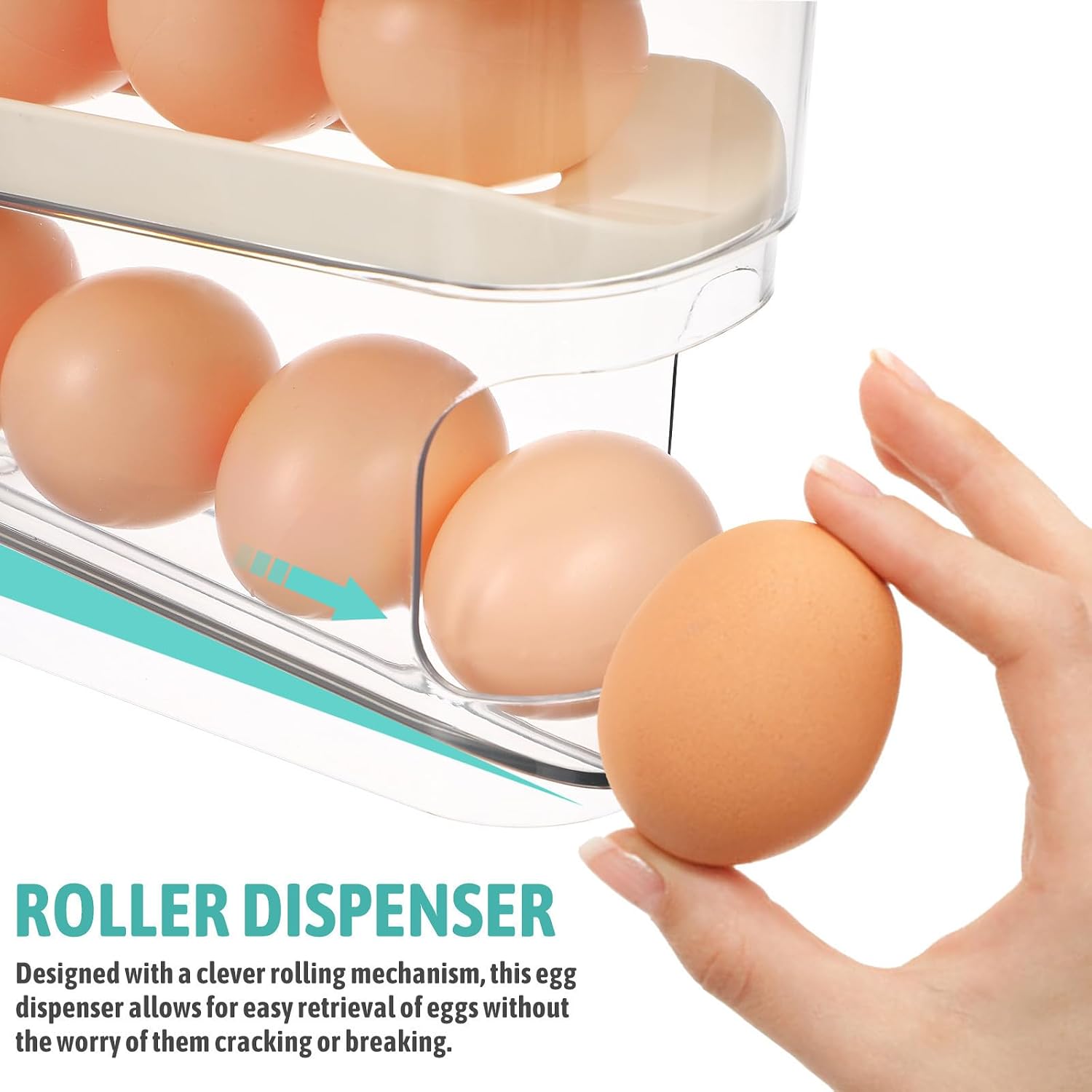 ERINGOGO Space-saving Egg Dispenser Roller Two-tier Plastic Egg Storage Tray Organizer Holder for Refrigerator Kitchen Storage Easy Cleaning and Sturdy